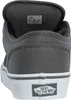 The back view of a gray Vans sneaker with a white sole. Produktbild-Vorschau