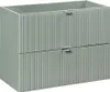 A green vanity cabinet with two drawers and silver handles. Produktbild-Vorschau