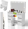 Juskys Schminktisch Lilia mit LED & Hocker Tonia, 7 Produktbild-Vorschau 1