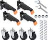 A collection of heavy-duty casters and mounting brackets for a workbench, along with accompanying hardware and tools. Anteprima dell’immagine prodotto
