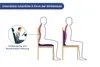 Diagram illustrating proper posture support for the spine, comparing a slumped posture to an upright posture with spinal support. Produktbild-Vorschau