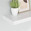 A white shelf with a potted plant and a framed picture. Náhled obrázku produktu