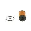 A Bosch oil filter and a rubber gasket are shown against a white background. Produktbild-Vorschau