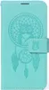 A teal book-style phone case with an embossed owl and dreamcatcher design. Náhled obrázku produktu