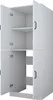 A white cabinet with its doors open, showing shelves inside. Produktbild-Vorschau