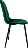 A side view of a dark green velvet dining chair with black legs. Náhľad obrázku produktu