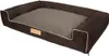 A brown dog bed with a gray cushion is shown against a white background. Anteprima dell’immagine prodotto