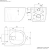 Technical drawing of a toilet with dimensions and specifications. Podgląd zdjęcia produktu