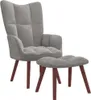 Relaxsessel mit Hocker Hellgrau Samt Produktbild-Vorschau 1