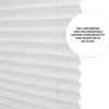 A close-up view of white pleated blinds with a circular overlay containing text. Produktbild-Vorschau