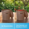A split image showing a brown bucket used as a water container on the left and for collecting vegetables on the right, set in a garden environment. Podgląd zdjęcia produktu