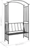 Záhradná pergola s lavičkou čierna 128x50x207 cm železná Náhľad obrázku produktu 7