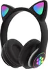 A pair of black headphones with cat ears and LED lights. Náhled obrázku produktu