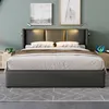 A modern bedroom with a large upholstered bed as the main focus. Náhled obrázku produktu