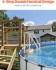 A backyard scene with a pool and a wooden deck, featuring a pool ladder. Anteprima dell’immagine prodotto
