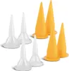A group of white and yellow plastic nozzles arranged on a white background. Podgląd zdjęcia produktu