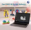 A laptop displaying a 3D model of a snail, surrounded by 3D printed objects and a rainbow-colored snail figurine. Náhľad obrázku produktu