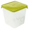 A clear, studio shot of a square, clear plastic food container with a lime green lid. Náhľad obrázku produktu
