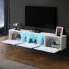 Merax Armoire TV murale 180x35x30cm, LED Lowboard avec 3 Voir les images du produit 2