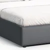 A close-up view of the side of a bed frame with a white sheet. Produktbild-Vorschau