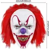 Gruselige Halloween-Clown-Maske mit rotem Haar, Vollkopf, Produktbild-Vorschau 7