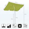 Diagram of a green rectangular umbrella with dimensions and feature icons. Produktbild-Vorschau