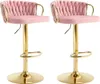 Two pink bar stools with gold legs and accents, shown against a white background. Produktbild-Vorschau