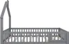 Side view of a grey wooden house-shaped bed frame with a slatted base and railings. Anteprima dell’immagine prodotto