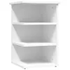 A white three-shelf corner unit is shown against a white background. Voir les images du produit