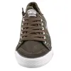 A front view of a green canvas sneaker with brown laces. Voir les images du produit