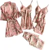 5PC Schlafanzug Damen Pyjama Set Mode Dessous Unterwäsche Produktbild-Vorschau 1