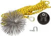 A chimney cleaning set including a brush, rope, and weight, laid out on a white background. Produktbild-Vorschau