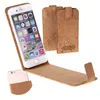 A white iPhone with a cork flip-style case is displayed on a white background. The case is open, showing the phone's screen and the inside of the case. Another closed case is visible in the background. Produktbild-Vorschau