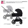 A black Kinderkraft NEA 2 stroller is shown with a faded image of the previous model behind it, highlighting new design and features. Anteprima dell’immagine prodotto