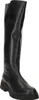A black leather knee-high boot with a thick sole, shown from the side against a white background. Produktbild-Vorschau