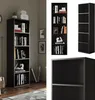A collage of images showing a black bookshelf with books and decorative items, a close-up of the bookshelf's interior, and a side view of the bookshelf. Anteprima dell’immagine prodotto
