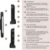 An instructional diagram showing the different buttons and ports of a digital alarm clock. Produktbild-Vorschau