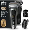 A product shot of a Braun Series 9 Pro+ electric shaver and its accessories, with marketing text. Produktbild-Vorschau