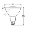 A technical drawing of an LED light bulb with dimensions indicated. Anteprima dell’immagine prodotto
