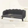 A dark gray pet sofa with dimensions indicated by measurement lines and text. Podgląd zdjęcia produktu