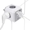 A white and gray power strip cube with multiple outlets and USB ports, connected to various cables. Voir les images du produit