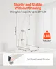 A white patient lift is shown in a bedroom setting, with text overlays highlighting its features and dimensions. Anteprima dell’immagine prodotto