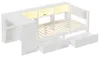 Lit plateforme en bois avec bureau intégré, étagère à Voir les images du produit 9