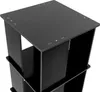 A close-up, angled view of the top of a black, multi-tiered shelf unit against a white background. Podgląd zdjęcia produktu