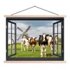 MuchoWow® Textilposter Aussicht - Kuh - Mühle - Kühe - Produktbild-Vorschau 1