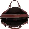 An open brown leather briefcase. Produktbild-Vorschau