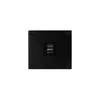 The underside of a black object with branding information. Produktbild-Vorschau