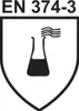 A shield-shaped graphic with text and a chemical flask symbol. Anteprima dell’immagine prodotto