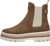 A side view of a brown and beige women's boot. Produktbild-Vorschau
