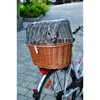 A bicycle basket with a clear cover is shown on a paved surface. Produktbild-Vorschau
